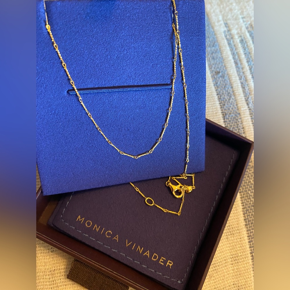 Monica Vinader Twisted chain fine Necklace choker Gold Vermeil